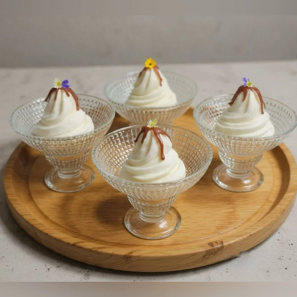 Vintage Elegant studio, crystal Dessert Bowls Set of 4, Ice Cream Cups
